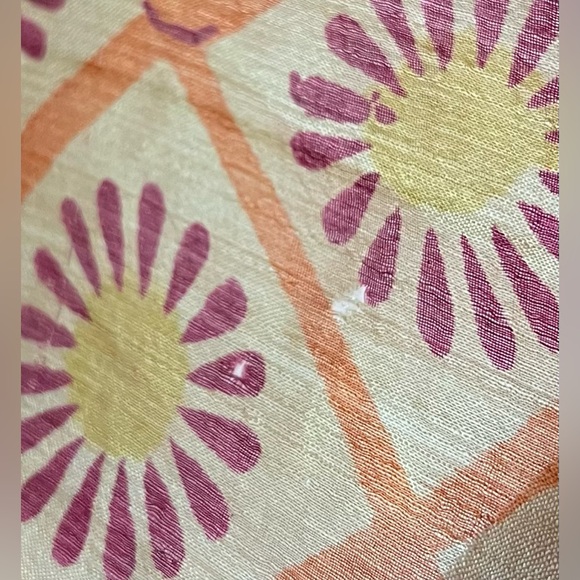 Summer Silk Scarf, Bright Floral Print, Hand Rolled Edges, Batik Square Scarf - Picture 8 of 11